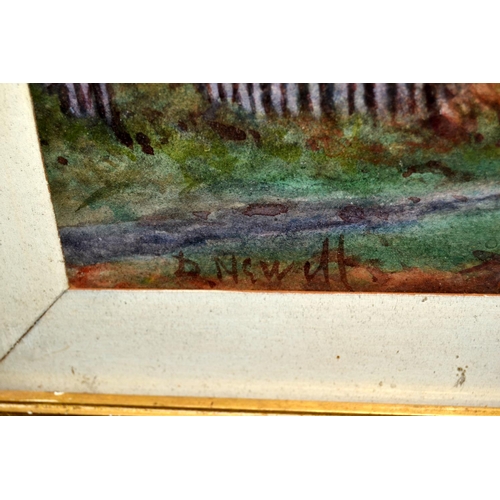 395 - An early 20th century watercolour of a farm at sunrise signed by D Newell - Postage/packing not avai... 