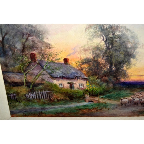 395 - An early 20th century watercolour of a farm at sunrise signed by D Newell - Postage/packing not avai... 