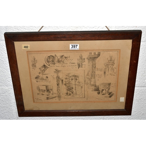 397 - Antique oak framed print 