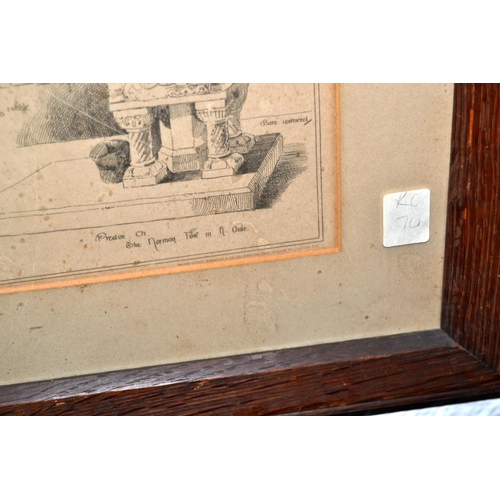 397 - Antique oak framed print 