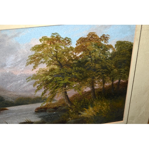 404 - An antique gilt framed landscape oil painting - unsigned - Postage/ Packing not available