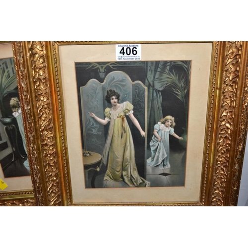 406 - A pair of antique gilt framed classical prints - Postage/ Packing not available