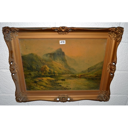 418 - 2 large antique gilt framed landscape prints - Postage/ Packing not available