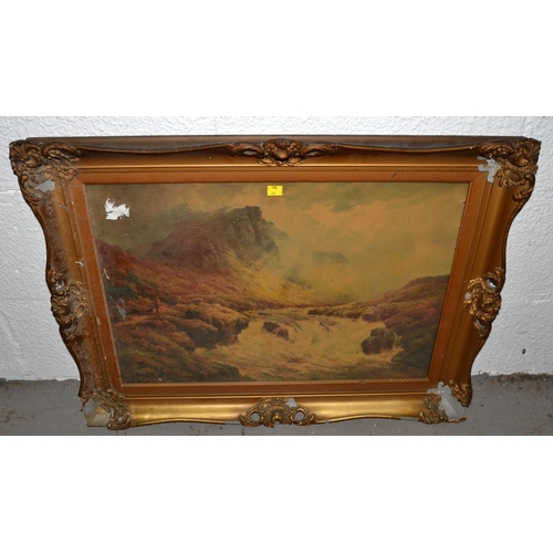 418 - 2 large antique gilt framed landscape prints - Postage/ Packing not available