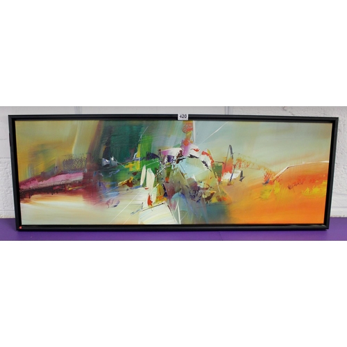 420 - A large Abstract oil on canvas signed (Mandy) Wilkinson - Postage/ Packing not available