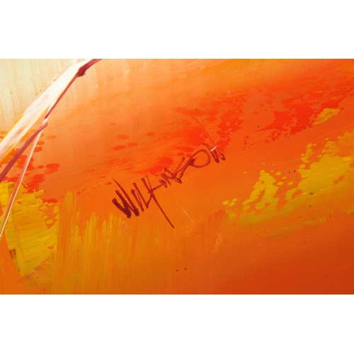 420 - A large Abstract oil on canvas signed (Mandy) Wilkinson - Postage/ Packing not available