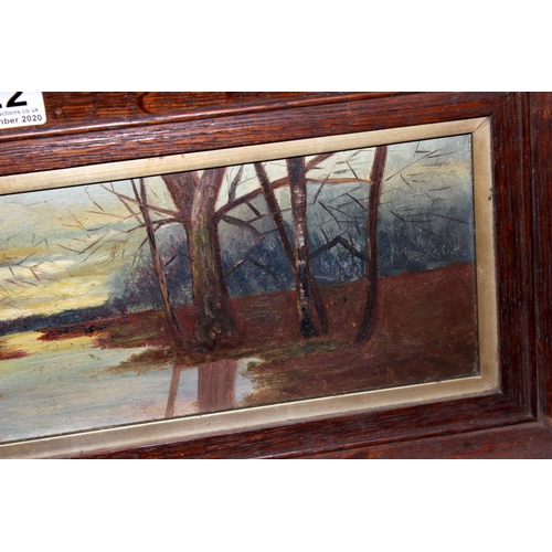 422 - An antique oak framed oil on board of a river - Postage/ Packing not available