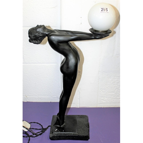 295 - An Art Deco Biba Clarte style lamp formed as a lady - Postage/packing not available