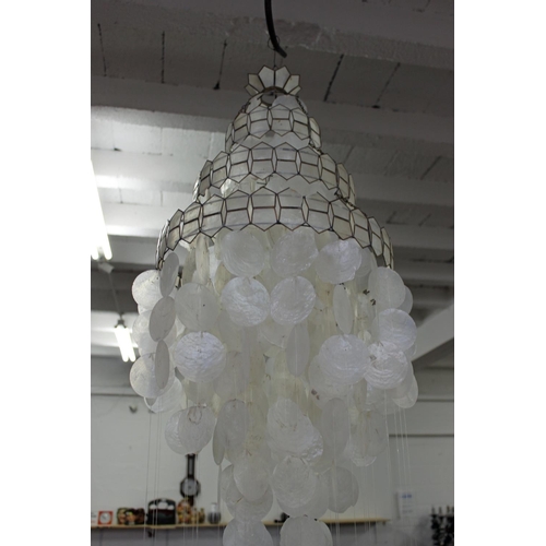 299 - 2 large vintage hanging Capiz shell chandeliers etc - Postage/packing not available