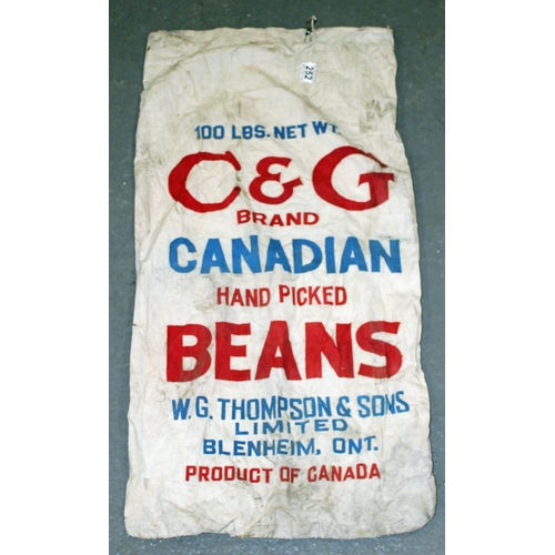 252 - Vintage Canadian bean sack - Postage/packing not available