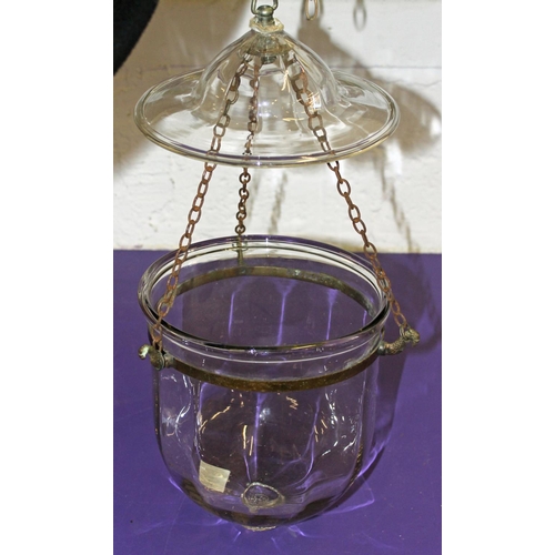 303 - An unusual hanging glass candle lantern - Postage/packing not available