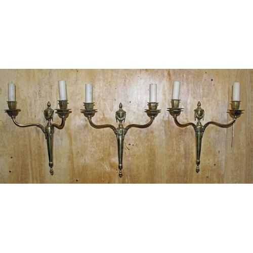 308 - A set of 3 vintage brass classical designed light fittings - Postage/packing not available