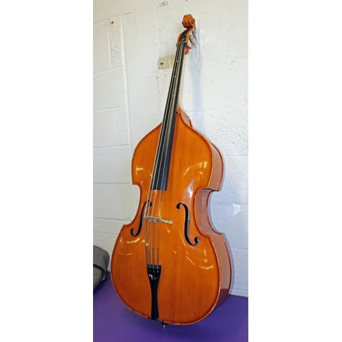 669 - An Andreas Zeller for Stentor 1/8th size Double Bass in case with bow - Overall height 57