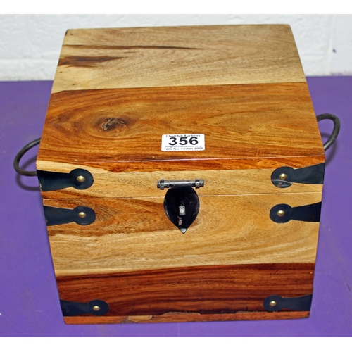 356 - Hardwood box with iron mounts - Postage/packing not available