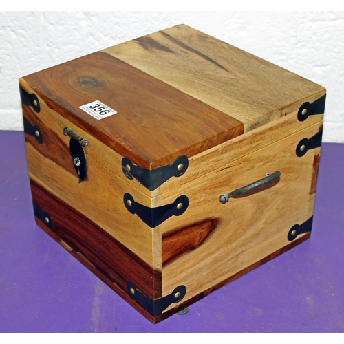 356 - Hardwood box with iron mounts - Postage/packing not available