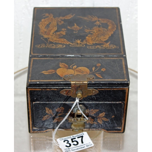 357 - A small Oriental jewellery or mirror box - Postage/packing not available