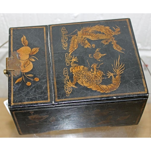 357 - A small Oriental jewellery or mirror box - Postage/packing not available