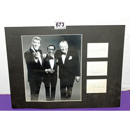 673 - Signed display - Frank Sinatra, Dean Martin and Sammy Davis Jnr - unverified