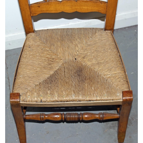 72 - An early 20th century Prie Dieu chair with rush seat - stamped Liberty & Co - Postage/packing not av... 