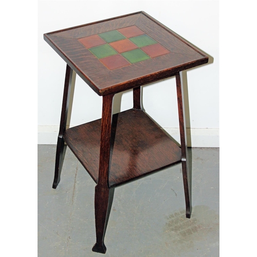 73 - An Arts & Crafts period tile topped side table stamped Liberty & Co on the underside - Postage/packi... 