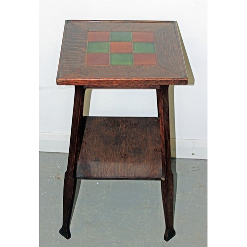 73 - An Arts & Crafts period tile topped side table stamped Liberty & Co on the underside - Postage/packi... 