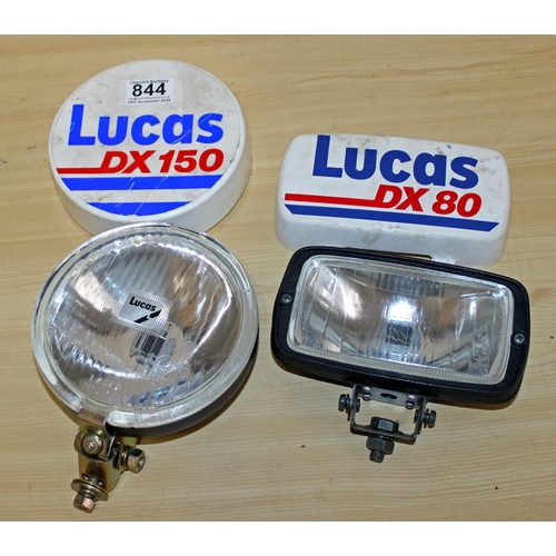 844 - 2 Lucas headlights/ lamps and covers - Postage/ Packing not available