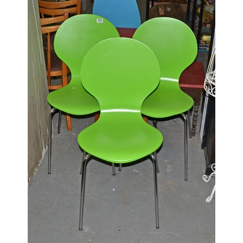 102 - 3 Danerka Rondo green chairs - Postage/packing not available