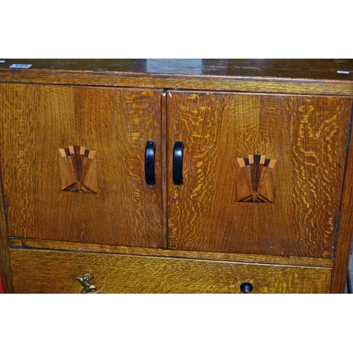 125 - Art Deco oak cabinet with inlay - Postage/packing not available