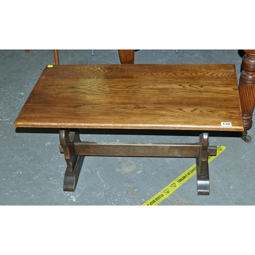 138 - Oak coffee table - Postage/packing not available