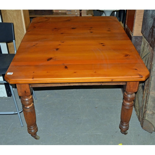 139 - Pine topped dining table with mahogany base - Postage/packing not available