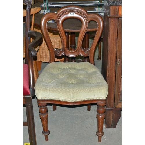 148 - Balloon back mahogany chair - Postage/packing not available