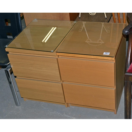 151 - A pair of bedside cabinets - Postage/packing not available