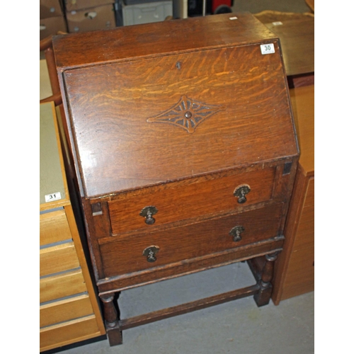 30 - Oak bureau - Postage/packing not available