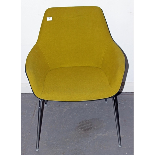 4 - A retro style tub chair with chrome legs by Hitch Mylius - Green - Postage/packing not available