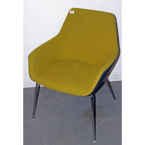 5 - A retro style tub chair with chrome legs by Hitch Mylius - Green - Postage/packing not available