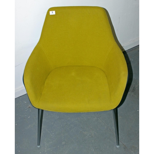 5 - A retro style tub chair with chrome legs by Hitch Mylius - Green - Postage/packing not available