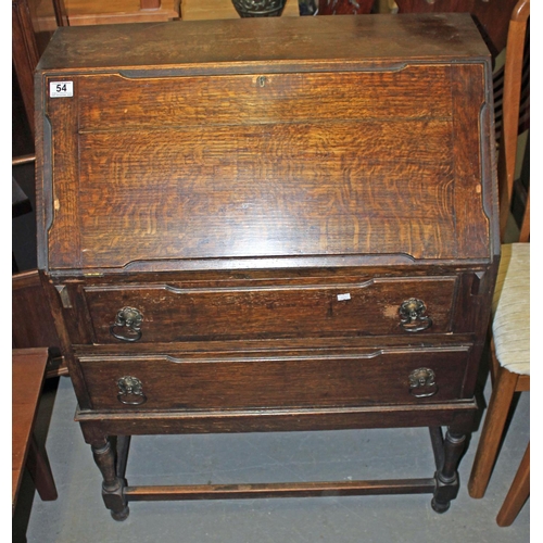 54 - Oak bureau - Postage/packing not available