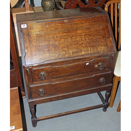 54 - Oak bureau - Postage/packing not available