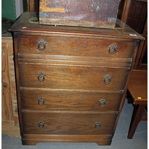 58 - 4 drawer oak chest of drawers - Postage/packing not available