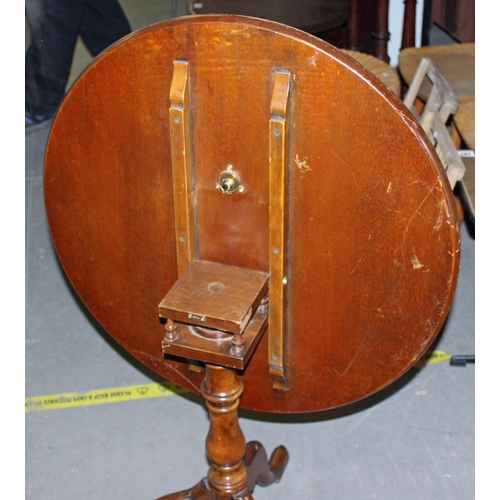 59 - Walnut tilt topped birdcage table - Postage/packing not available