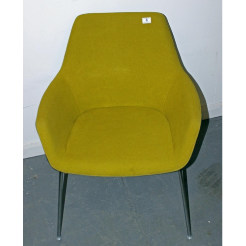 6 - A retro style tub chair with chrome legs by Hitch Mylius - Green - Postage/packing not available