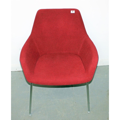 7 - A retro style tub chair with chrome legs by Hitch Mylius - Red - Postage/packing not available