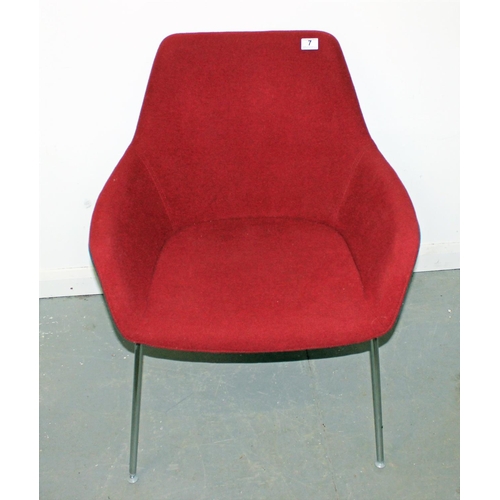 7 - A retro style tub chair with chrome legs by Hitch Mylius - Red - Postage/packing not available