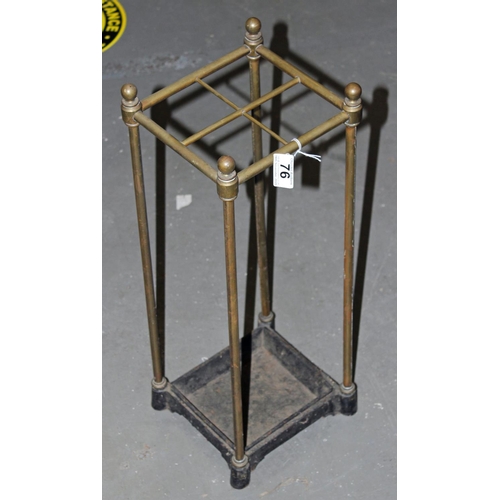 76 - A vintage brass framed stick/ umbrella stand - Postage/packing not available