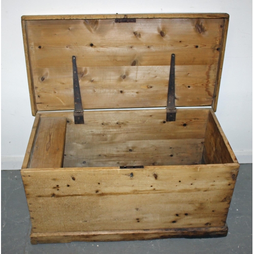 80 - An antique pine blanket box - Postage/packing not available