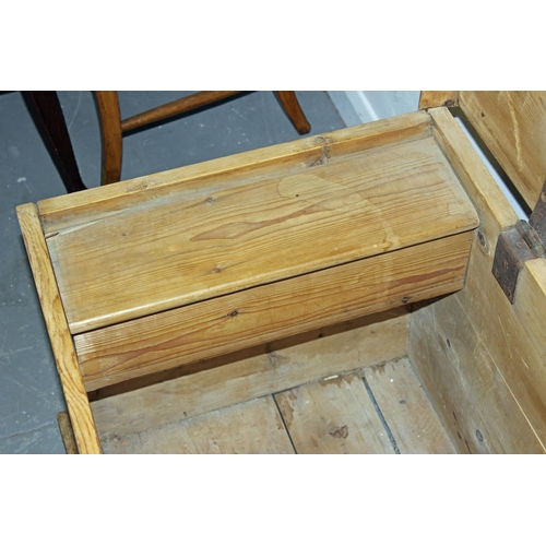 80 - An antique pine blanket box - Postage/packing not available