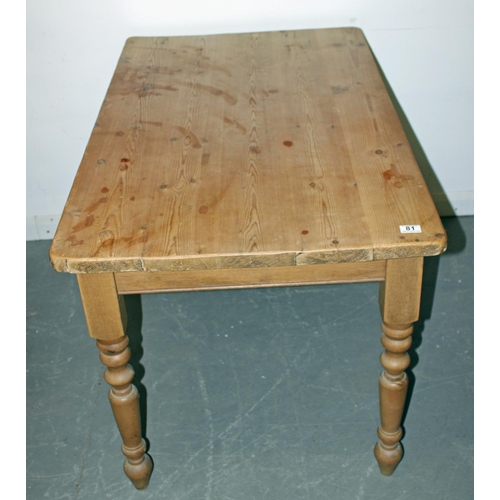 81 - A pine country kitchen table - Postage/packing not available