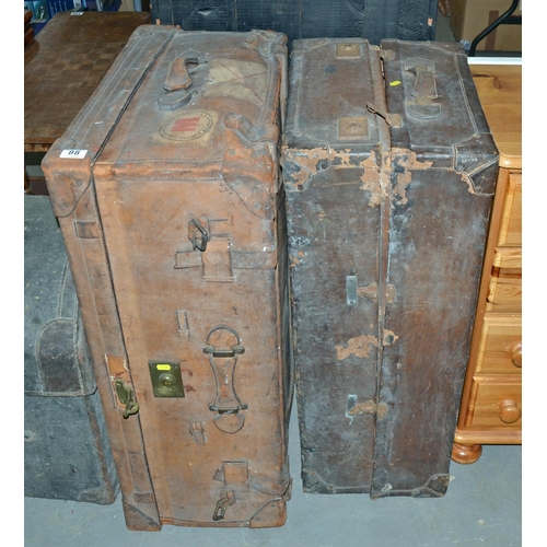 88 - 2 leather trunks - Postage/packing not available