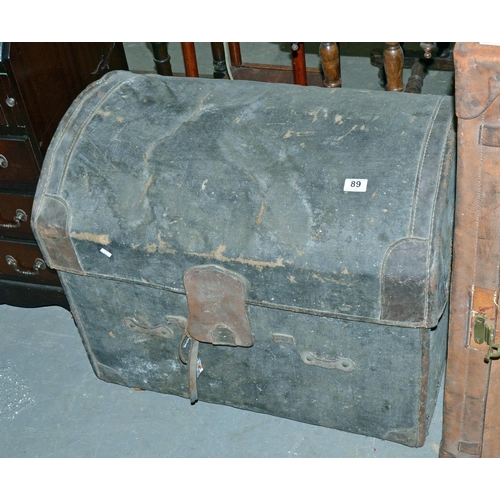 89 - Antique travelling trunk - Postage/packing not available