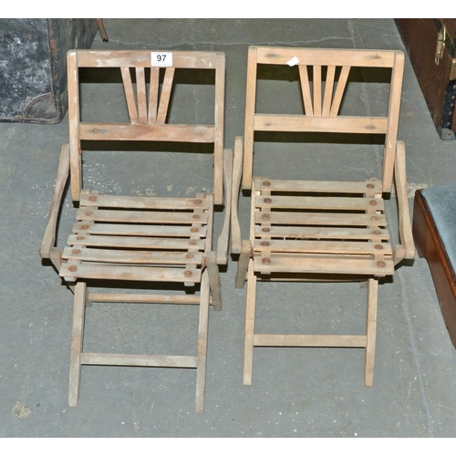 97 - Pair of folding child's chairs - Postage/packing not available